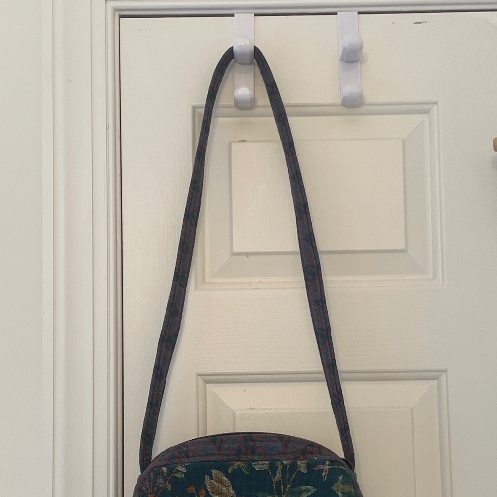Blue and Green Crossbody Bag with Decorative Pattern
